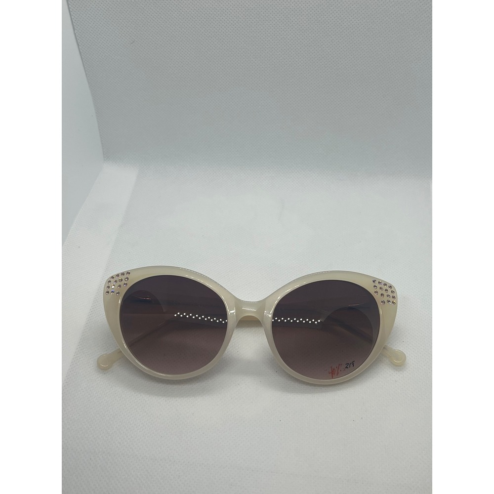 Colors in Optics Seema Cream Rhinestone Oval Sunglasses Designer Frames